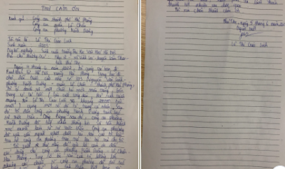 Sinh viên trường Đại học Văn hóa(Hà Nội) gửi thư cảm ơn CAP Kênh Dương khẩn trương tìm, trao trả tài sản bị rơi khi đi foodtour